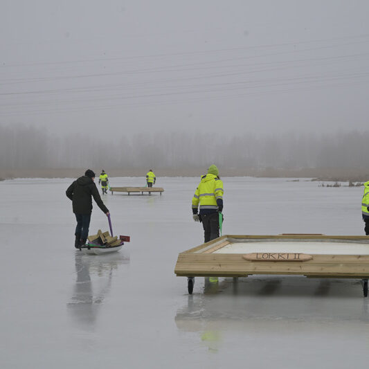 Finnoon lokkilautta vedetään jäälle - Kuva: Tommi Heinonen